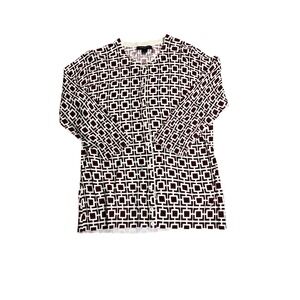 Banana Republic Womens Cardigan Sweater Geometric Print Burgundy White XL